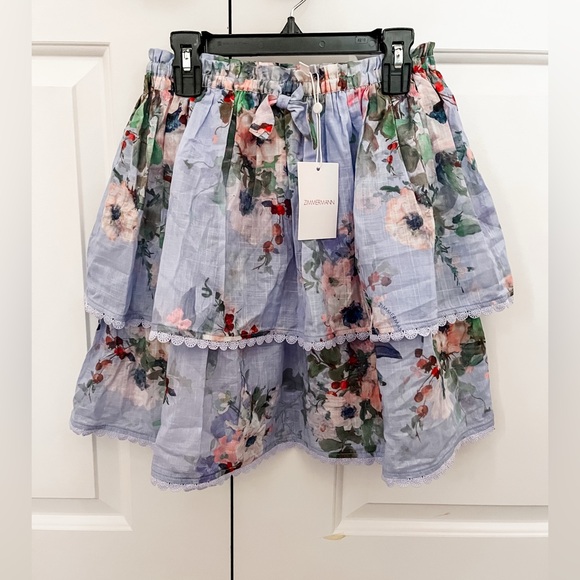 Zimmermann Girls Blue Floral Mini Skirt - Picture 1 of 5